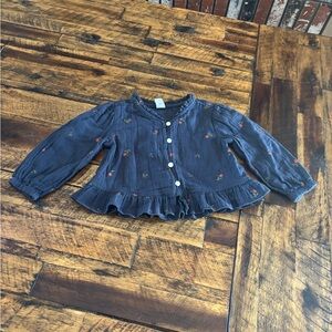 Old Navy Kids Navy Blouse with Floral Embroidery